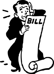 70-Free-Retro-Clipart-Illustration-Of-A-Worried-Businessman-Holding-Large-Bill-Statement