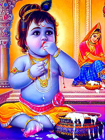 Vrindavan story: Vyasa feeds Krishna throw offerings of the Gopis!