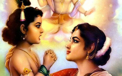 Gokula lila: Krishna eating fruits and Yashoda vision in the mouth of Krishna!