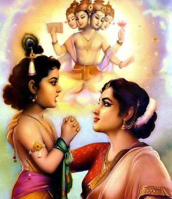Gokula lila: Krishna eating fruits and Yashoda vision in the mouth of Krishna!