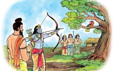 Mahabrarata story: I see only the round black eye of the bird!