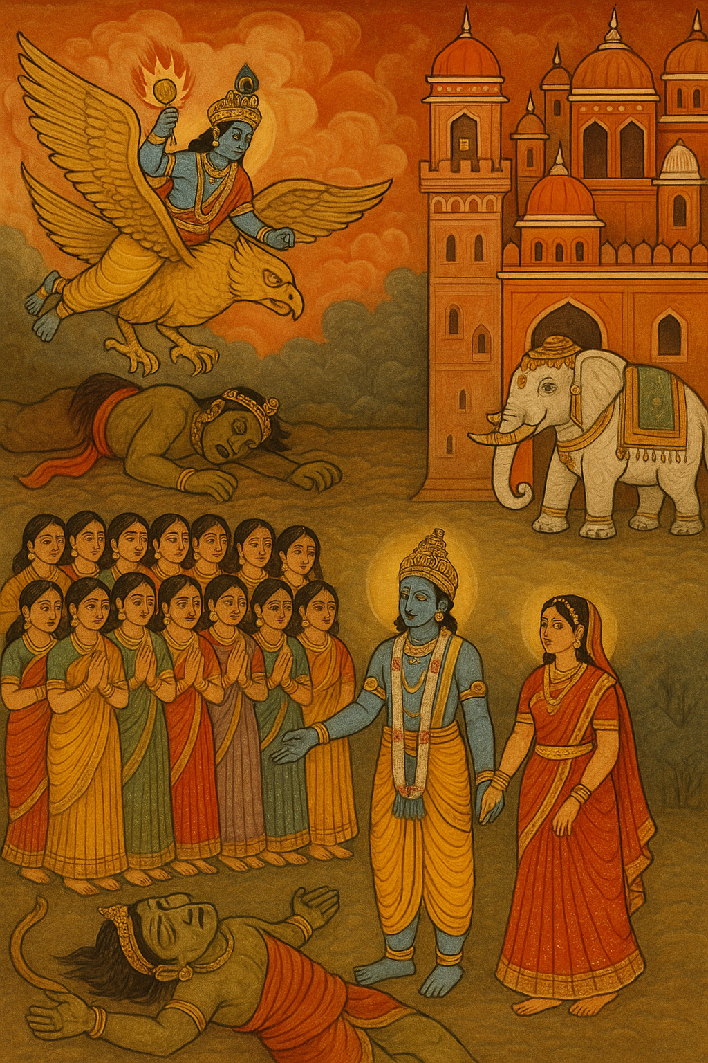 Read more about the article The Destruction of Narakāsura and the Rescue of the Princesses