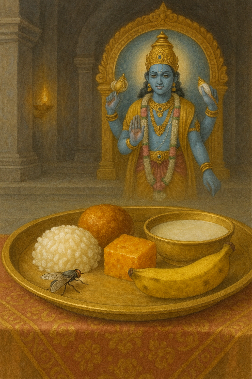 You are currently viewing The Liberation of a Fly That Touched Lord Viṣṇu’s Offering
