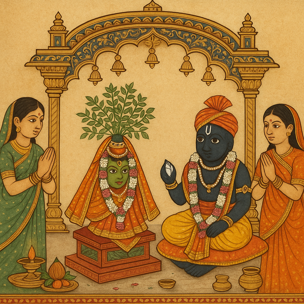 Read more about the article The Marriage of Tulasī and Śālagrāma—Tulasī Vivāha
