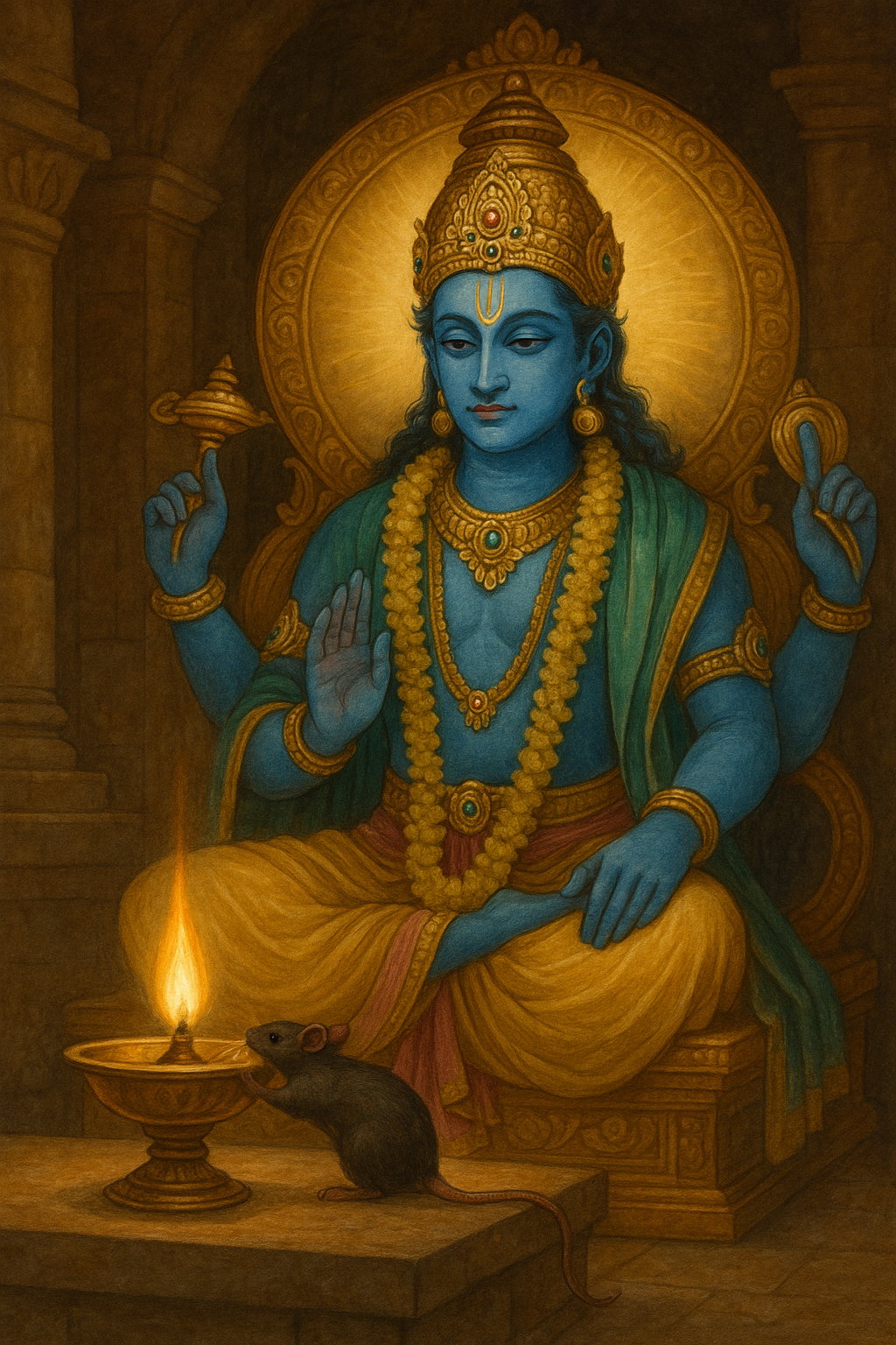 Read more about the article The Mouse and the Lamp Offered to Lord Viṣṇu – by Madhu Chanda das