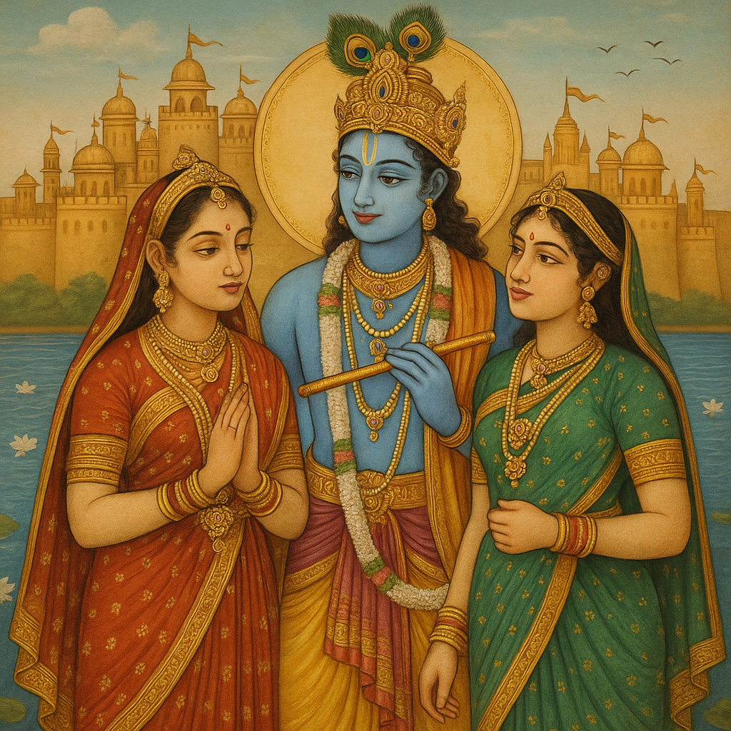 Read more about the article The Pastimes of Kṛṣṇa in Dvārakā with Rukmiṇī and Satyabhāmā