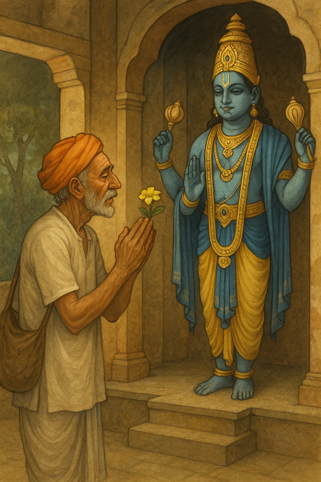 Read more about the article The Power of Offering a Single Flower to Lord Viṣṇu by Madhu Chanda das