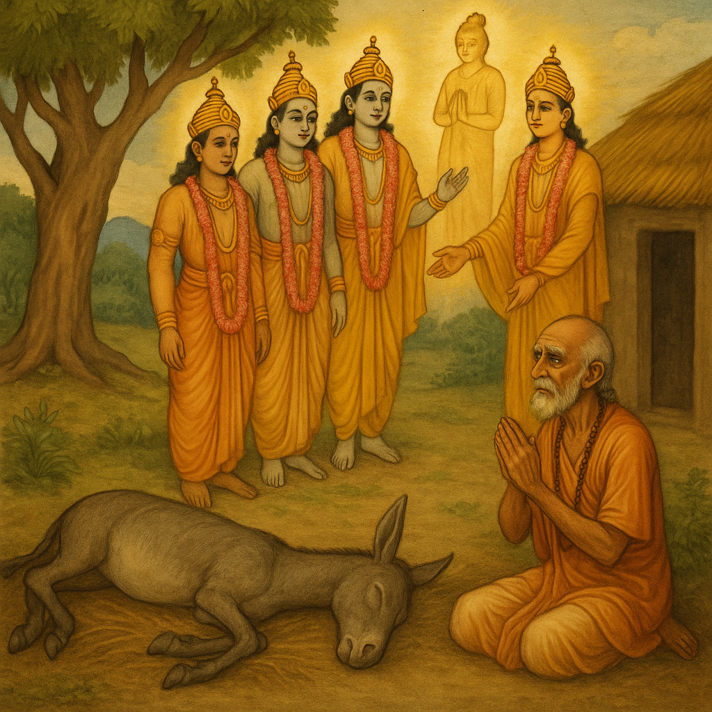 Read more about the article The Salvation of a Donkey Through Association with a Devotee – by Madhu Chanda das