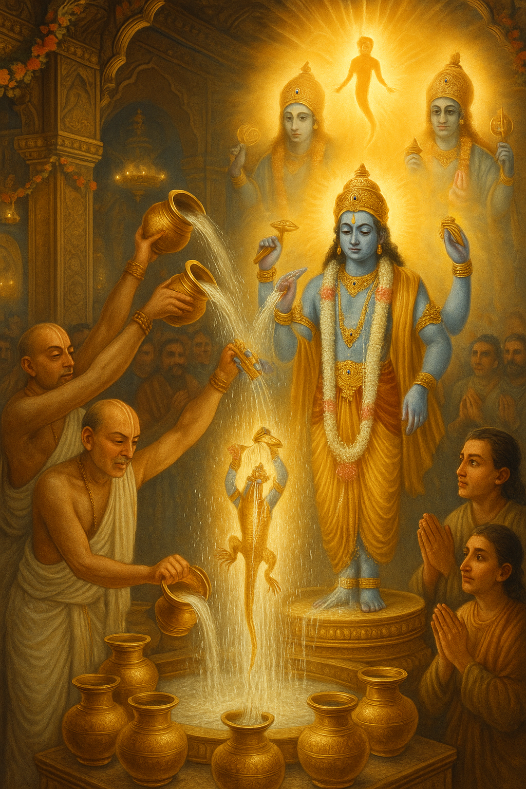 Read more about the article The Salvation of a Lizard by Falling into the Lord’s Abhisheka – by Madhu Chanda das